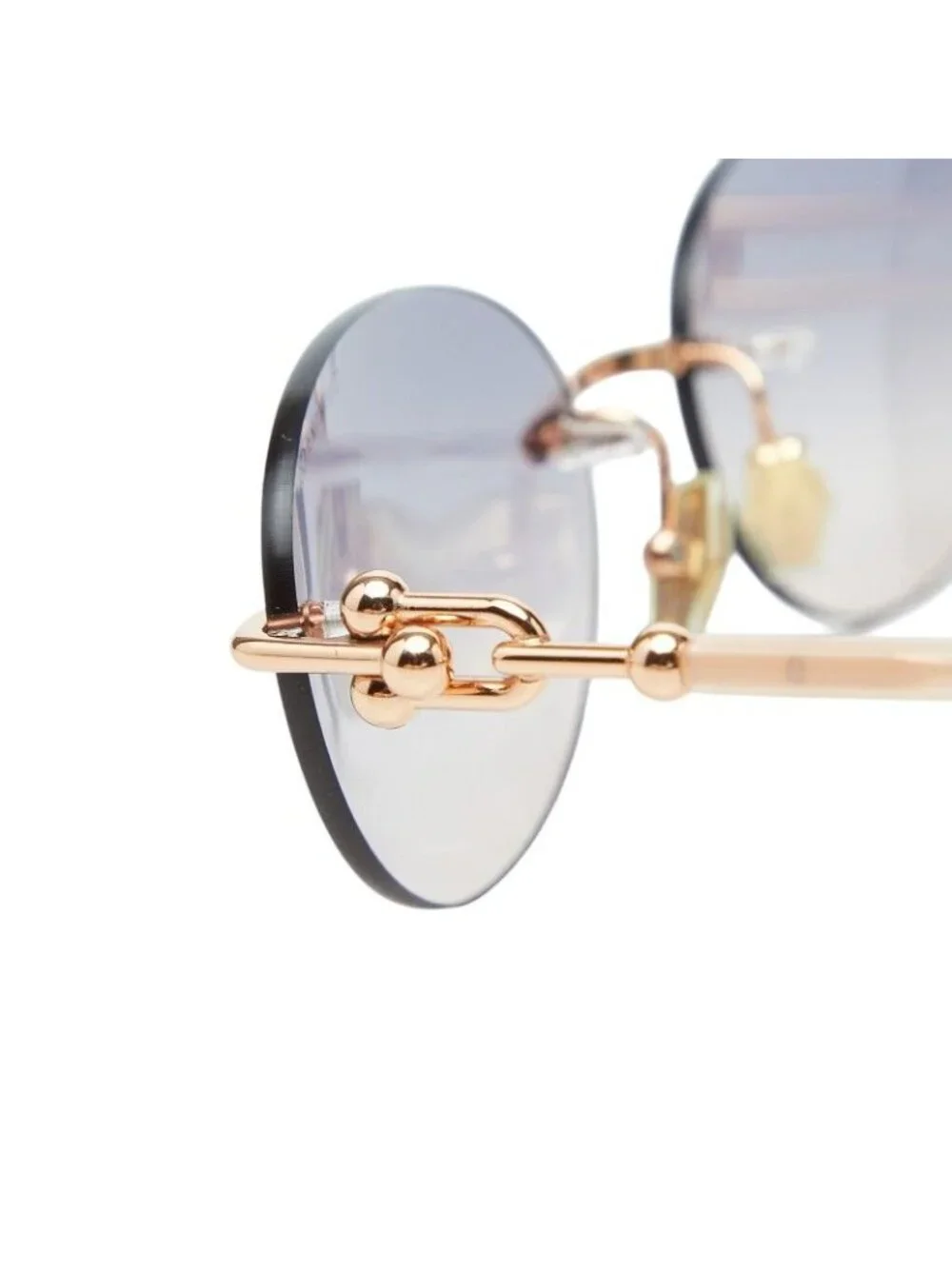 Tiffany & Co Gradient Frameless Rimless Sunglasses 16 Pink Gold Gray Plated